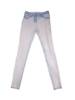 MAISON MARTIN MARGIELA AW13 Trompe L'oeil White Blue Jean Print Leggings Sz M